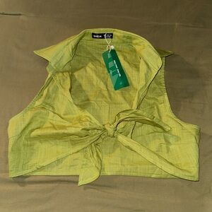 Brand New Green Front Tie Top